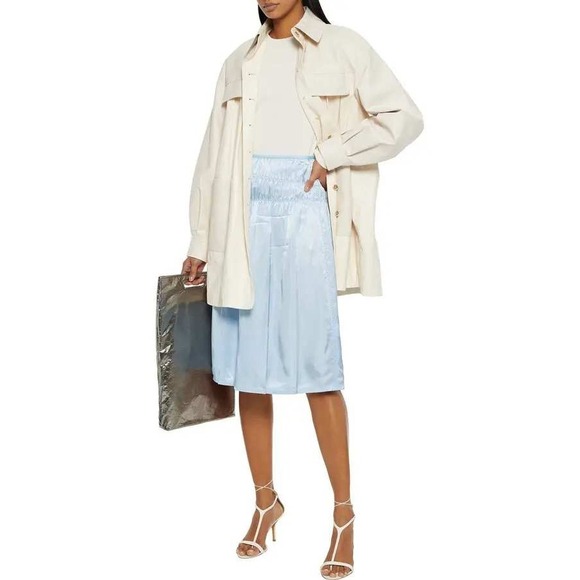 HELMUT LANG Ruched Slip Skirt Lais Color‎ Viscose Midi Skirt Size 8 - Picture 4 of 7